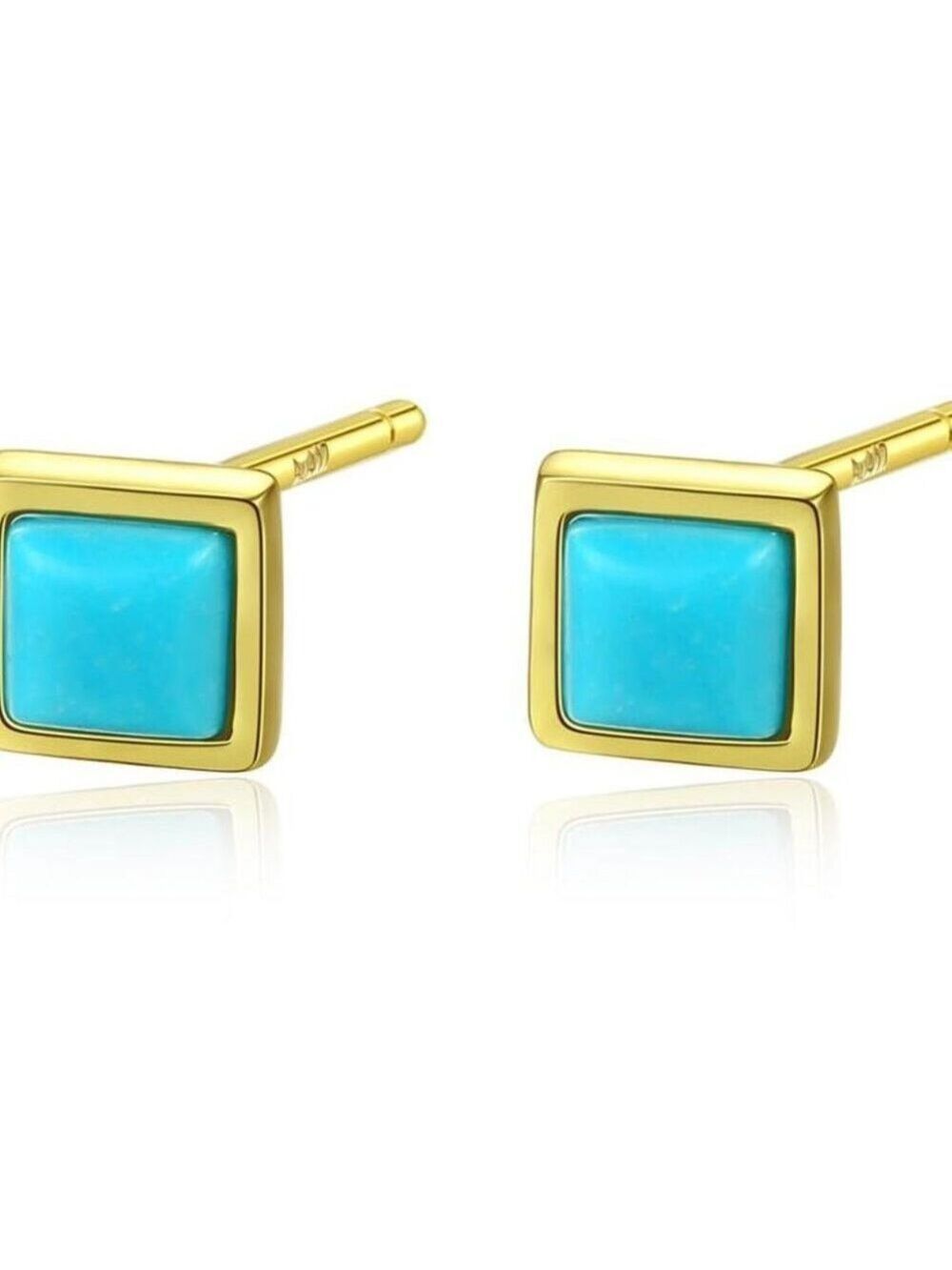 3mm Sterling Silver Square Opal Stud Earrings - Picture 1 of 6